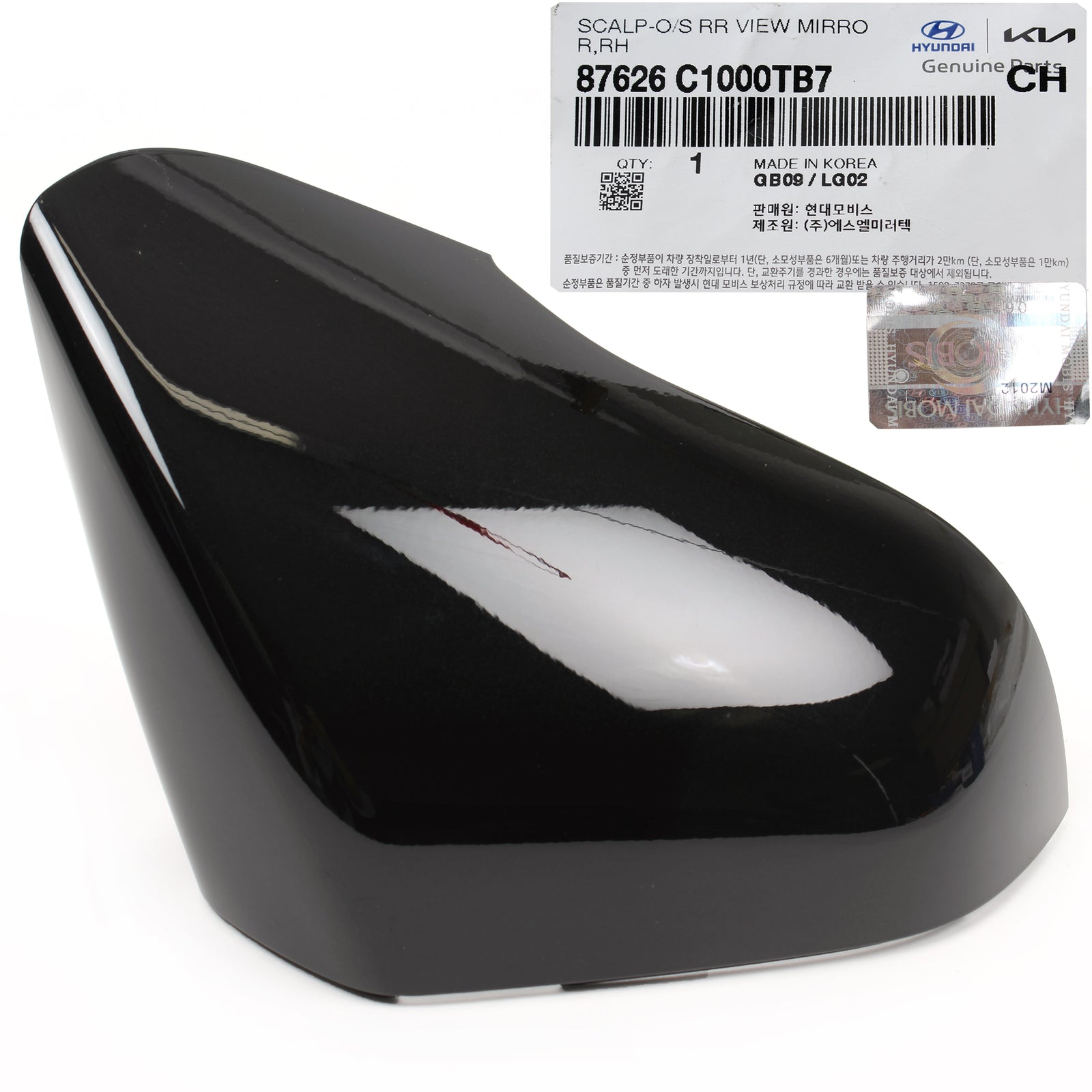 OEM Side Mirror Cover BLACK RIGHT PASSENGER for 16-19 Sonata HYBRID 87626C1000