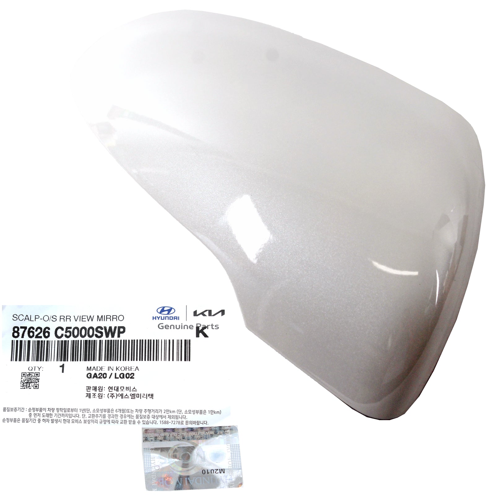 OEM Side Mirror Cover White RIGHT PASSENGER for 15-19 Kia Sorento 87626C5000SWP