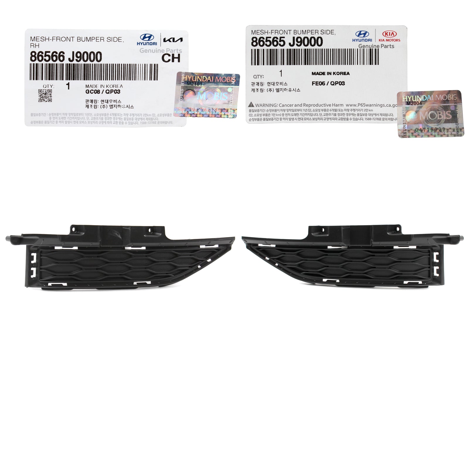 GENUINE Front Bumper Mesh LEFT & RIGHT for 2018-2021 Hyundai Kona 86566J9000