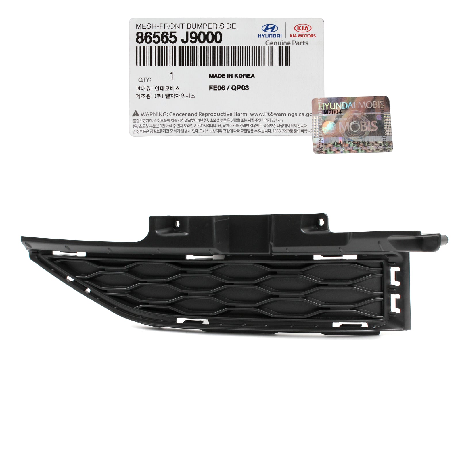 GENUINE Front Bumper Mesh Outer Grille LEFT for 18-21 Hyundai Kona 86565J9000