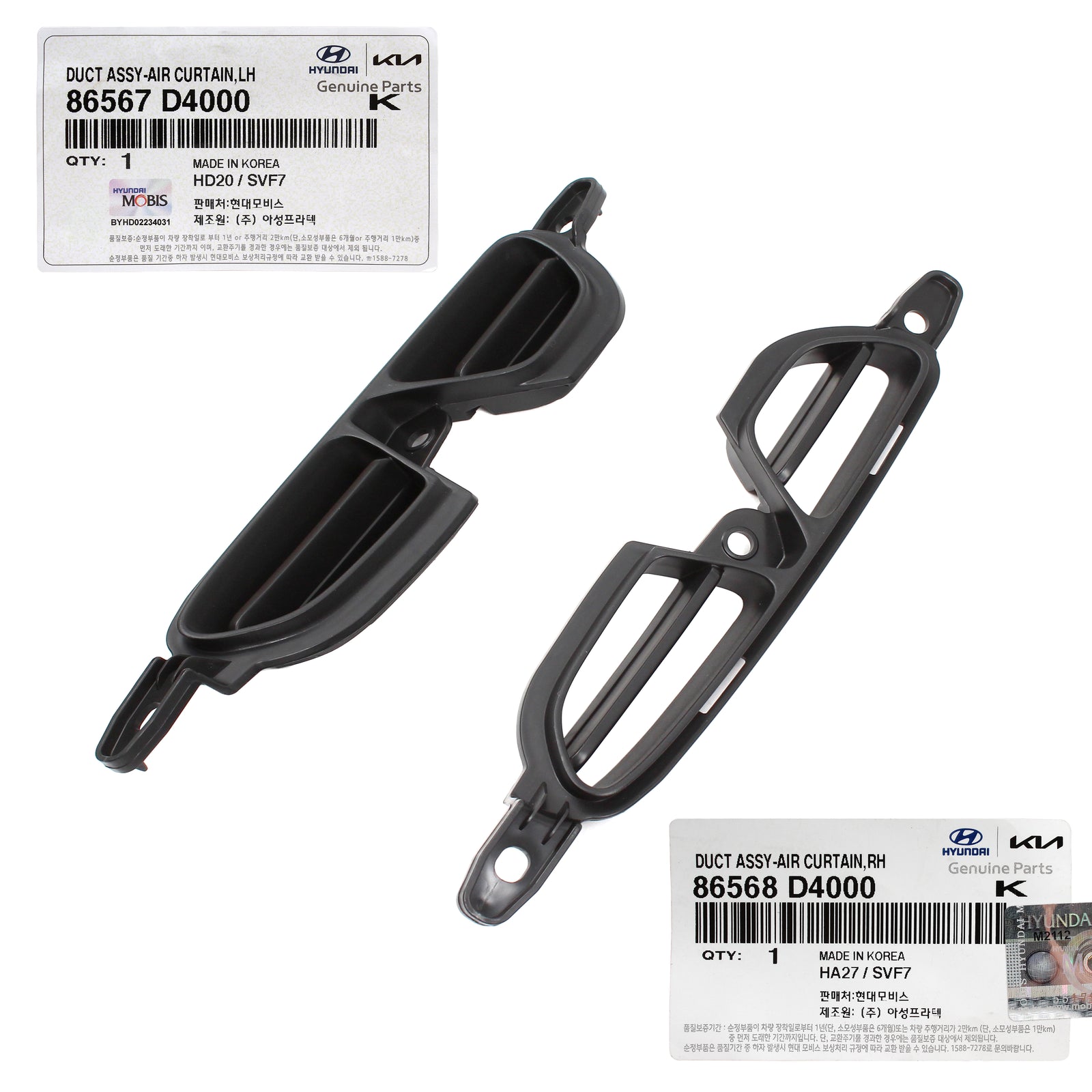 GENUINE Front Bumper Air Curtain Ducts LH & RH for 16-18 Kia Optima 86568D4000