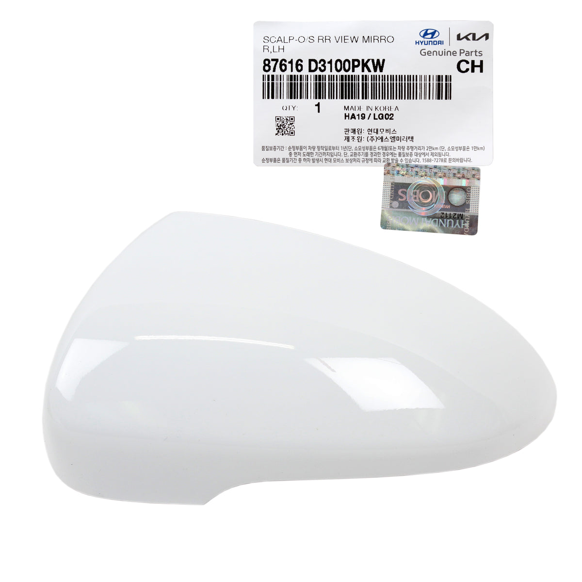 GENUINE Side View Mirror Cover WHITE LEFT for 16-20 Hyundai Tucson 87616D3100PKW