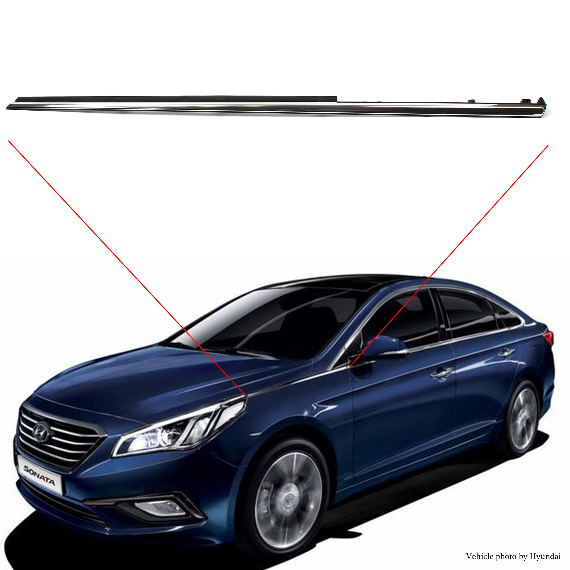 GENUINE Fender Chrome Molding DRIVER for 2011-2015 Hyundai Sonata OEM 877713S001