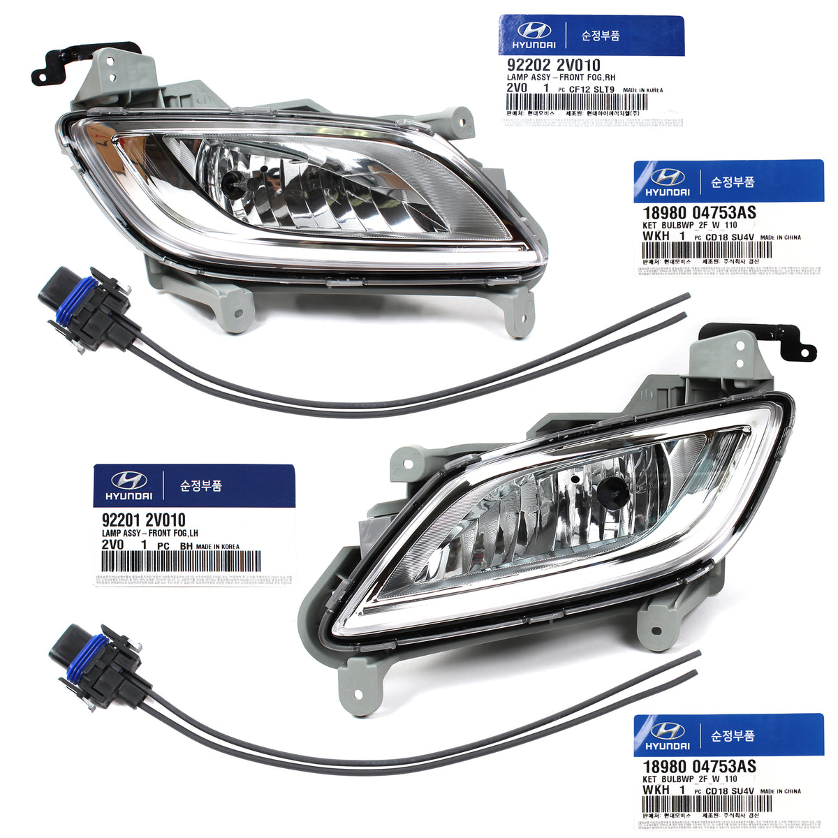 GENUINE Fog lamp Light w/ Connector LEFT &amp; RIGHT for 12-17 Hyundai Veloster OEM