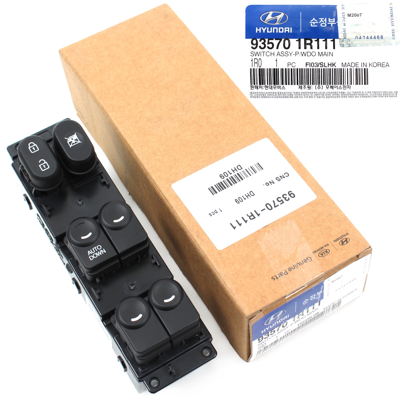 GENUNE Power Window Switch FRONT LEFT DRIVER for 12-17 Hyundai Accent 935701R111