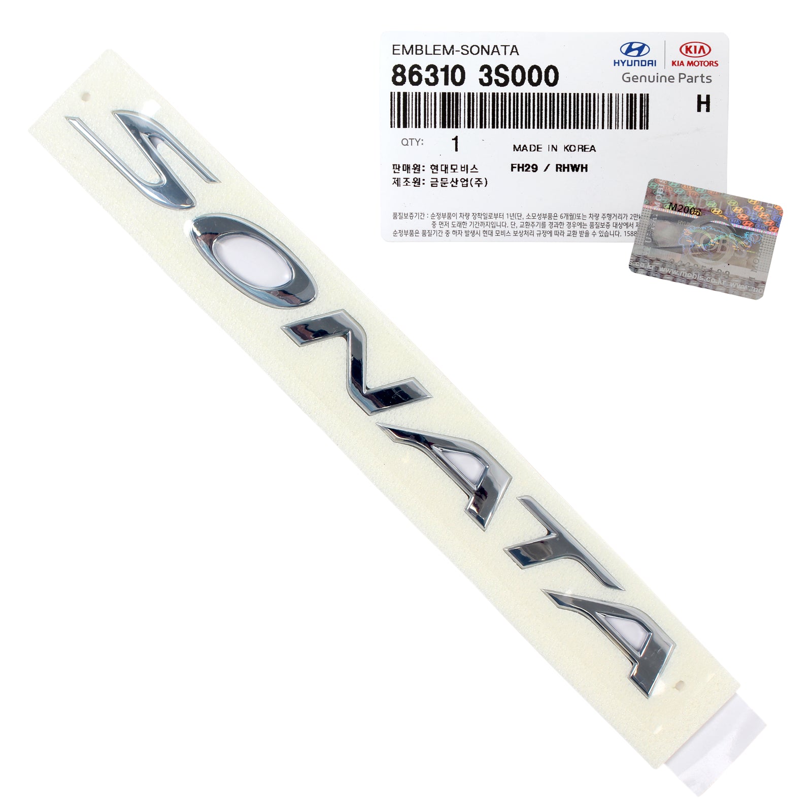 GENUINE REAR SONATA Logo Emblem for 2011-2014 Hyundai Sonata 863103S000