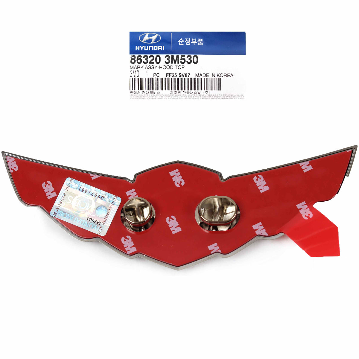 GENUINE Hood Wing Emblem Black Chrome for 09-14 Hyundai Genesis Sedan 863203M530