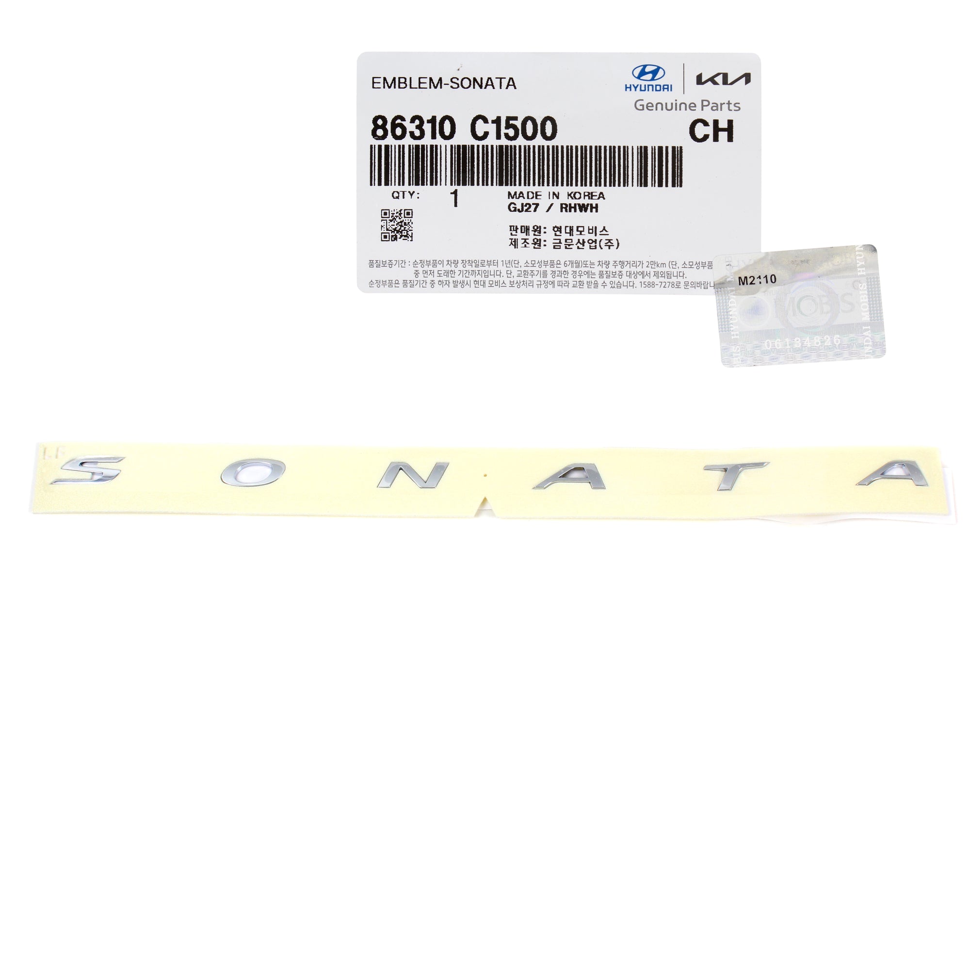 GENUINE Rear Trunk SONATA Nameplate for 2018-2019 Hyundai Sonata 86310C1500