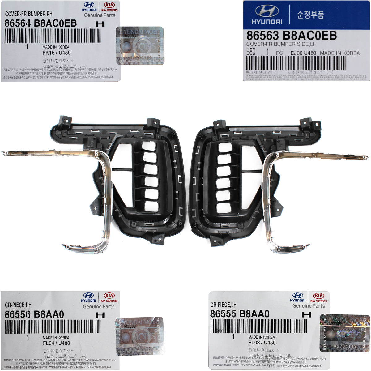 GENUINE Fog Light Bezel Cover w/ Molding LEFT &amp; RIGHT for 17-19 Santa Fe XL