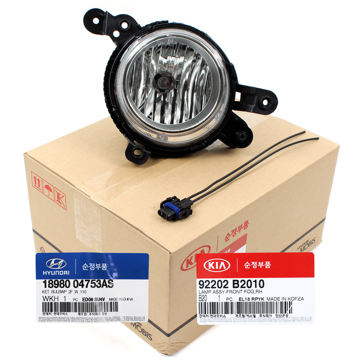 GENUINE Fog lamp Light &amp; Connector RIGHT PASSENGER for 14-16 Kia Soul 92202B2010