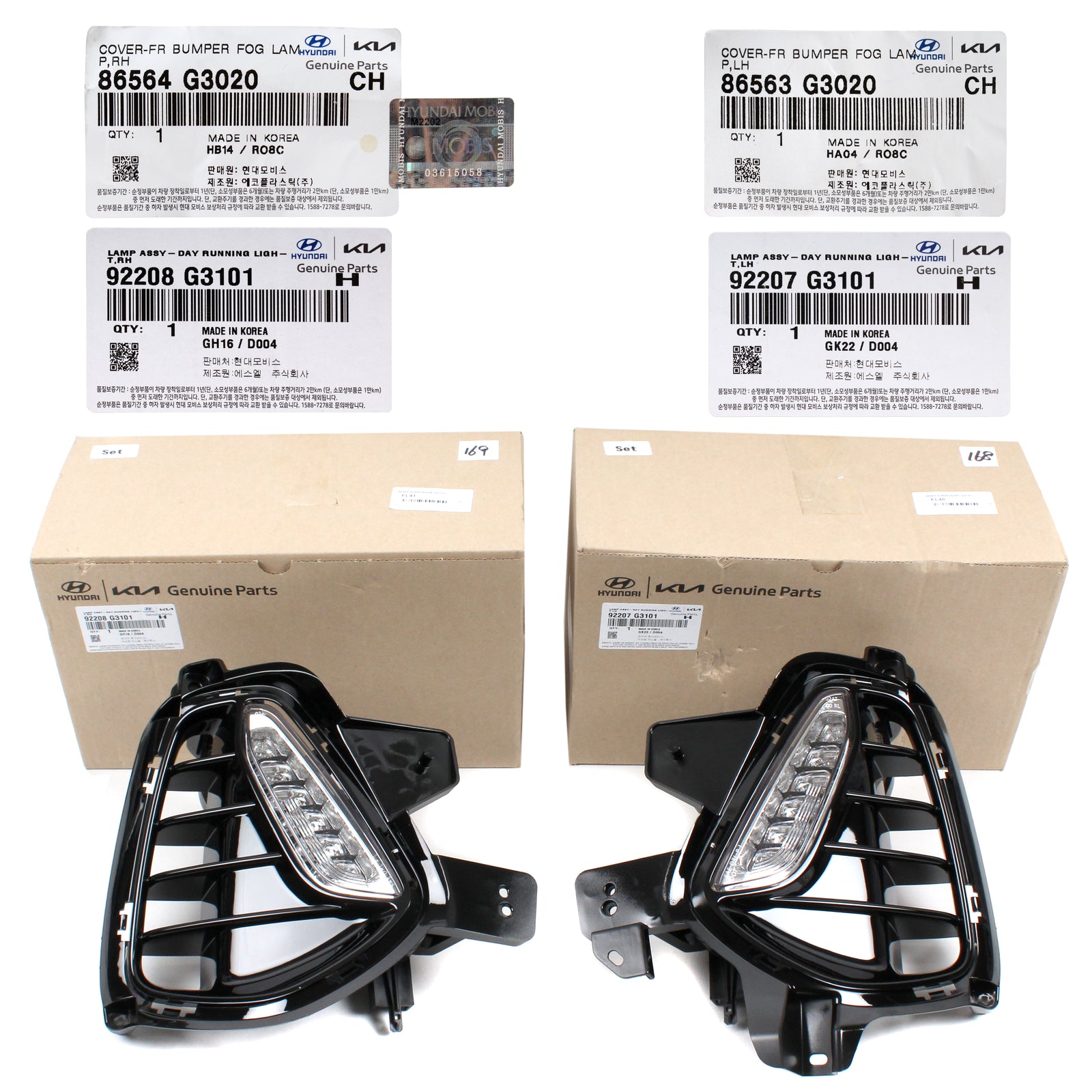 GENUINE DRL Fog Lamps & Covers LEFT & RIGHT for 2018-2020 Hyundai Elantra GT