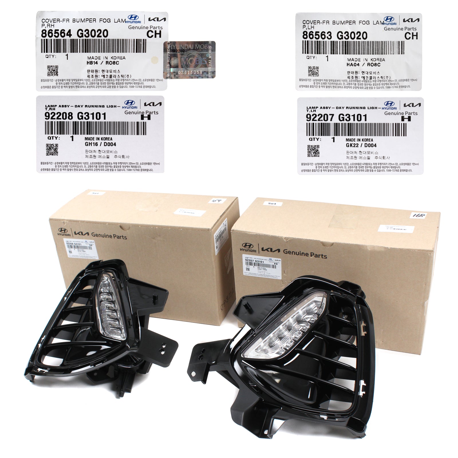 GENUINE DRL Fog Lamps & Covers LEFT & RIGHT for 2018-2020 Hyundai Elantra GT