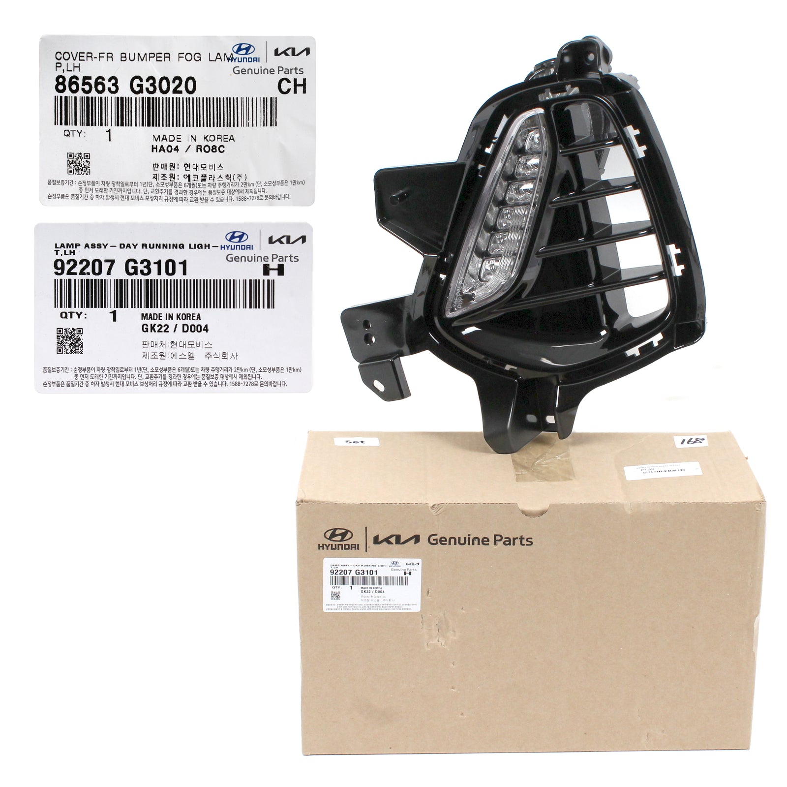 GENUINE DRL Fog Lamp & Cover LEFT DRIVER for 18-20 Hyundai Elantra GT 86563G3020