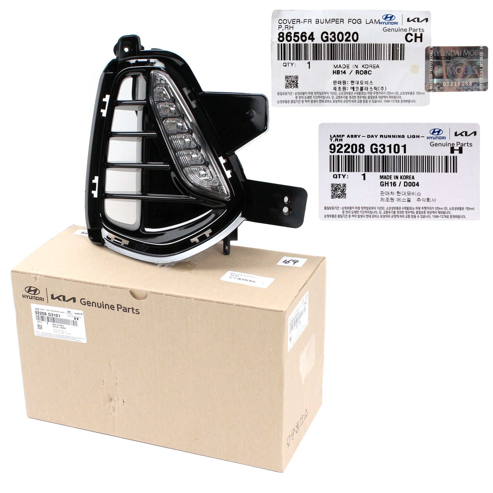 GENUINE DRL Fog Lamp & Cover RIGHT Side for 18-20 Hyundai Elantra GT 86564G3020