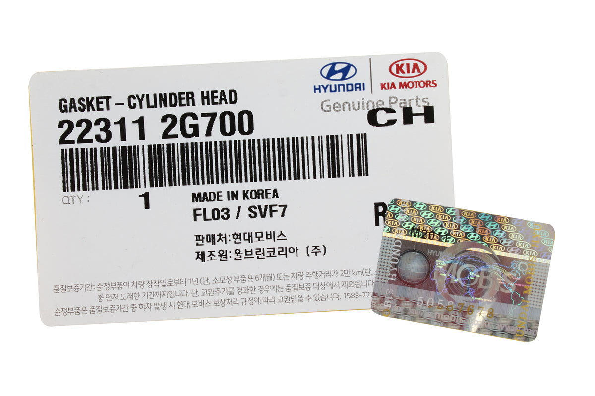 GENUINE Cylinder Head Gasket w/ Silicone for 11-16 Hyundai Kia 2.4L 223112G700