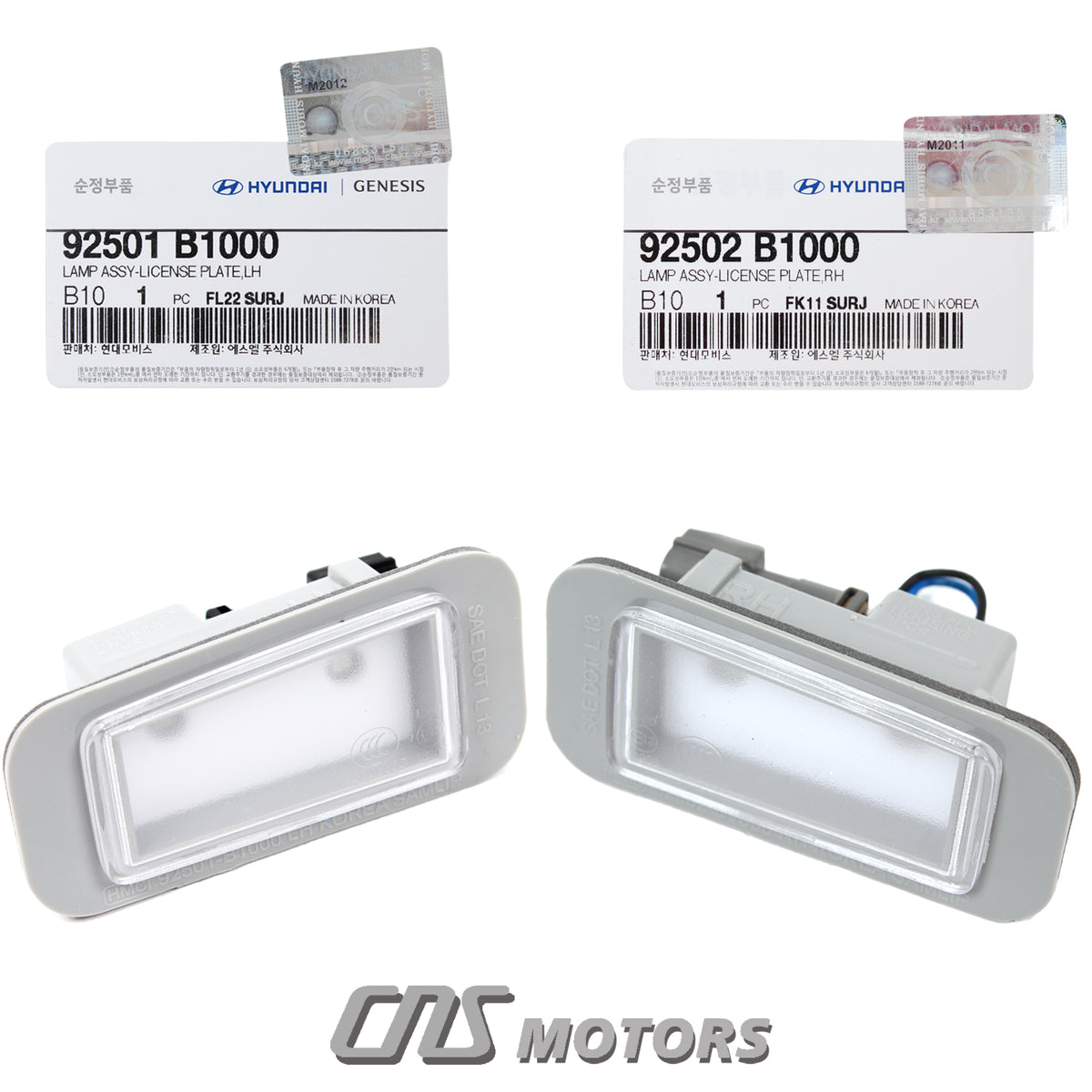 GENUINE License Plate Light lamp LEFT &amp; RIGHT for 2015-2016 Genesis 92502B1000