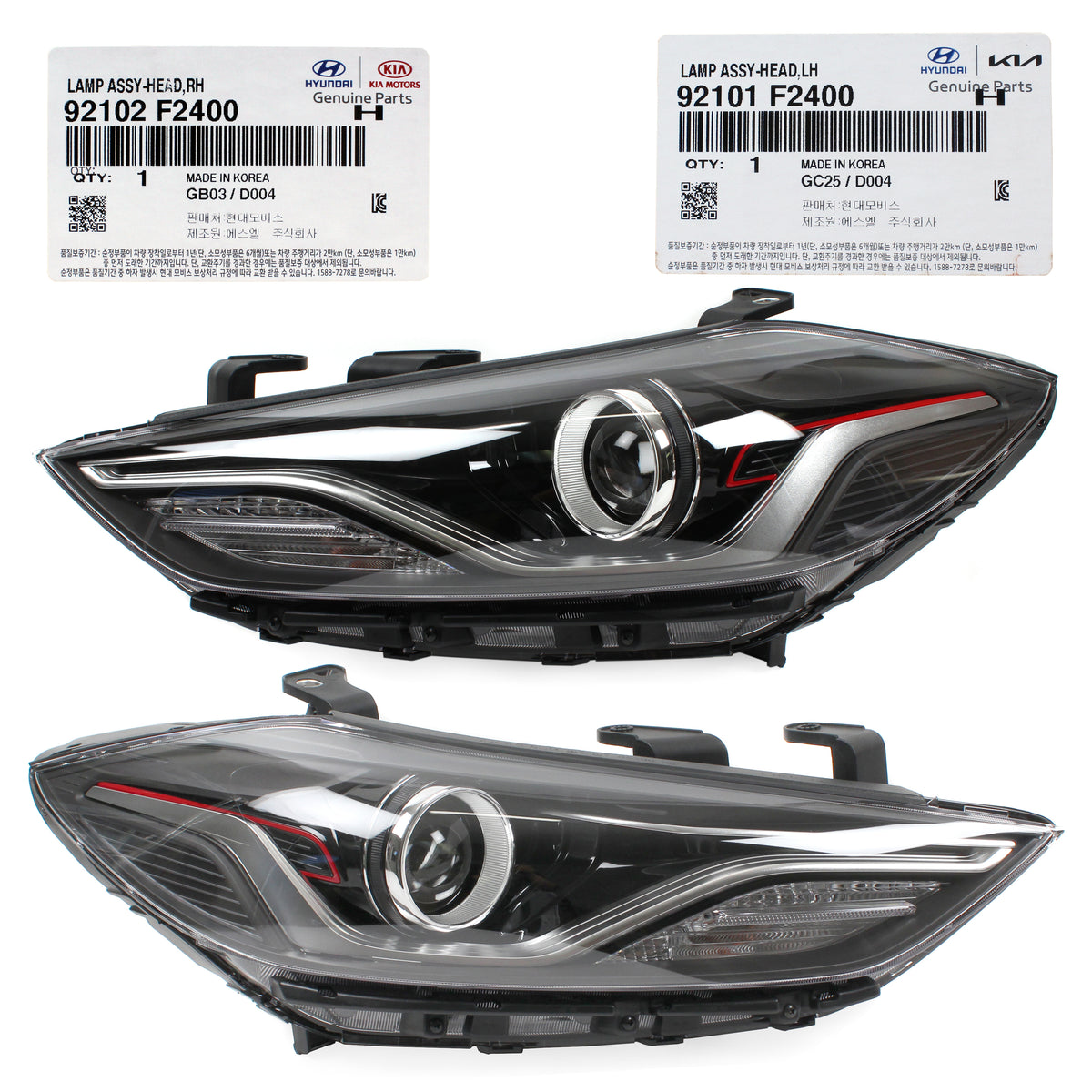 GENUINE HID DRL Headlight LEFT &amp; RIGHT for 2018 Hyundai Elantra Sport 92102F2400