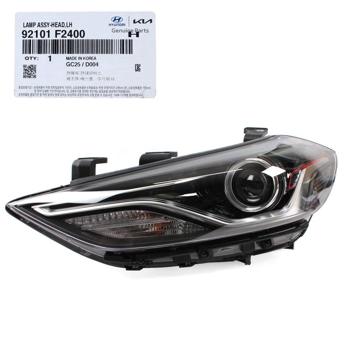 Genuine Hyundai OEM HID DRL Headlight Assembly - Left Driver Side For 2018 Elantra Sport (92101F2400)