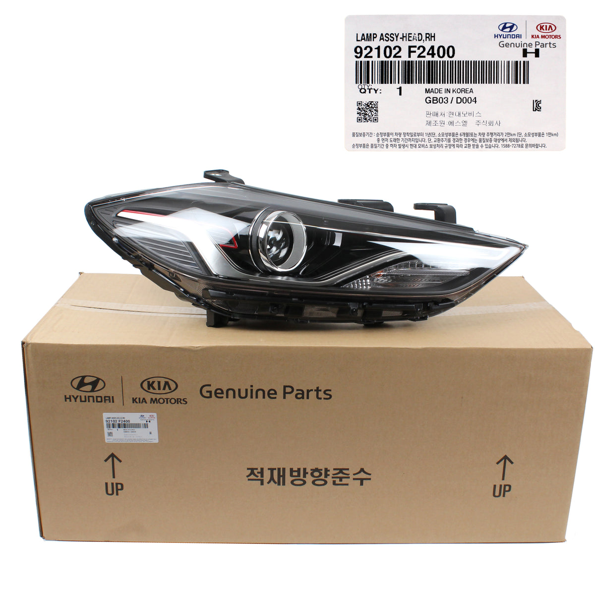 OEM HID DRL Headlight RIGHT PASSENGER for 2018 Hyundai Elantra Sport 92102F2400