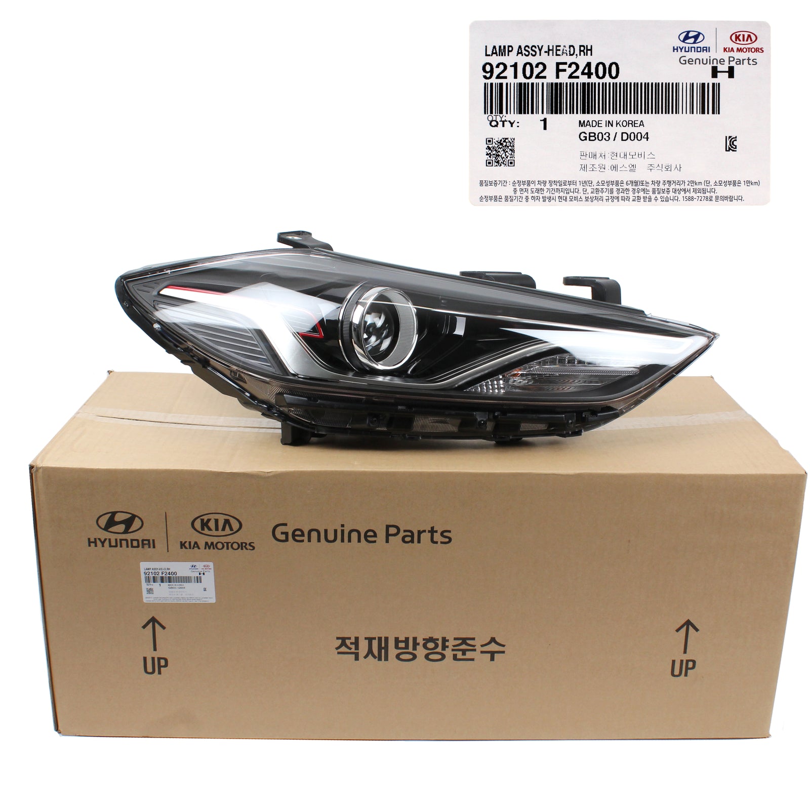 OEM HID DRL Headlight RIGHT PASSENGER for 2018 Hyundai Elantra Sport 92102F2400