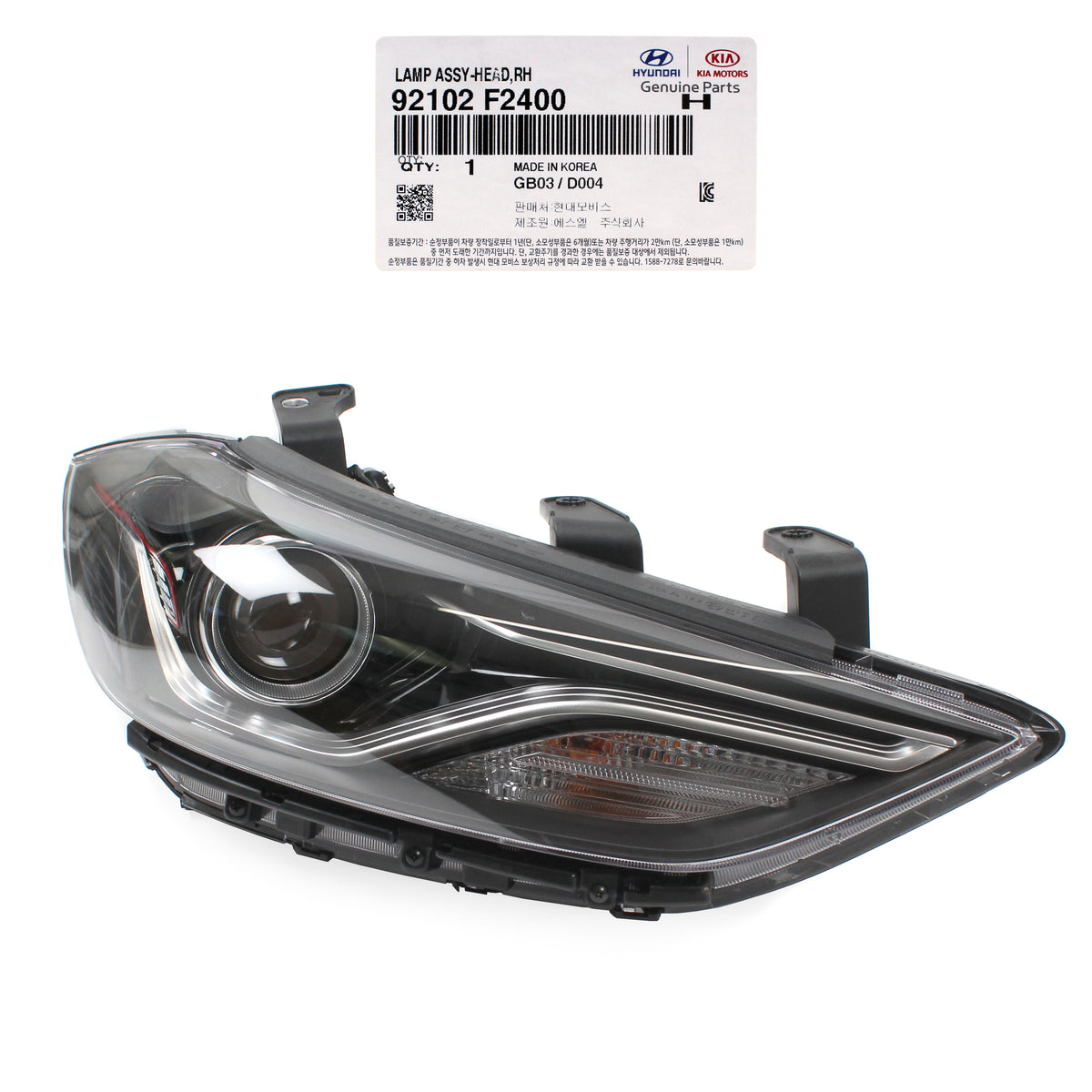 OEM HID DRL Headlight RIGHT PASSENGER for 2018 Hyundai Elantra Sport 92102F2400