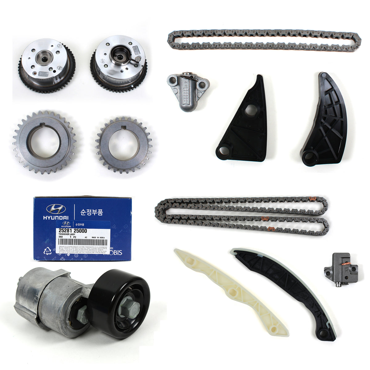 GENUINE Timing Chain Kit w/ VVT Gear Belt Tensioner for 08-09 Sonata Optima 2.4L