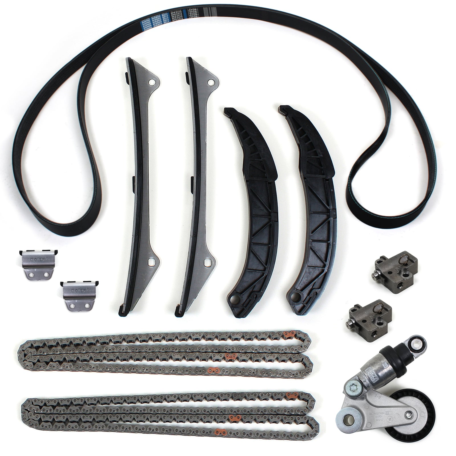 GENUINE Fits 06-10 Hyundai Kia 3.3L 3.8L Timing Chain Kit & Tensioner & V-Belt