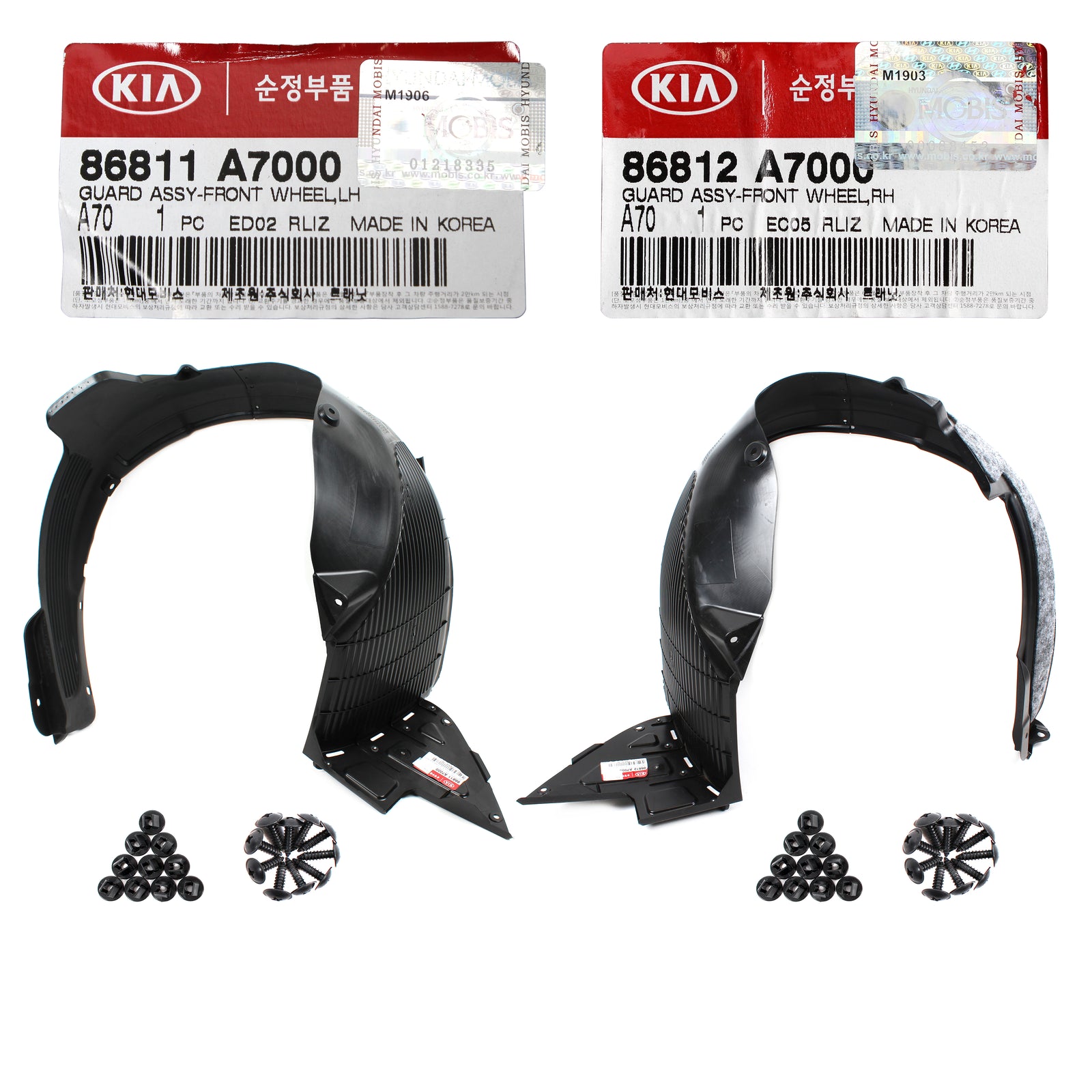 GENUINE Front Fender Liner LEFT & RIGHT for 2014-2016 KIA FORTE 86811A7000