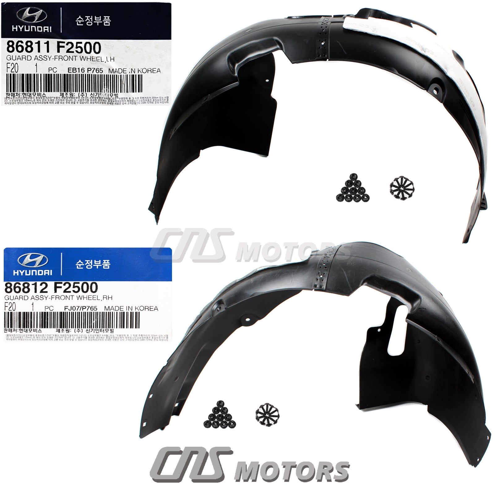 OEM Fender Liner LEFT & RIGHT for 17-18 Hyundai Elantra Sport 1.6L 86811F2500