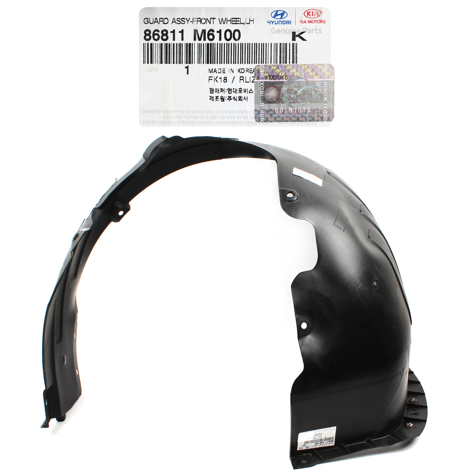 GENUINE Fender Liner FRONT LEFT DRIVER for 2019-2020 Kia Forte 86811M6100