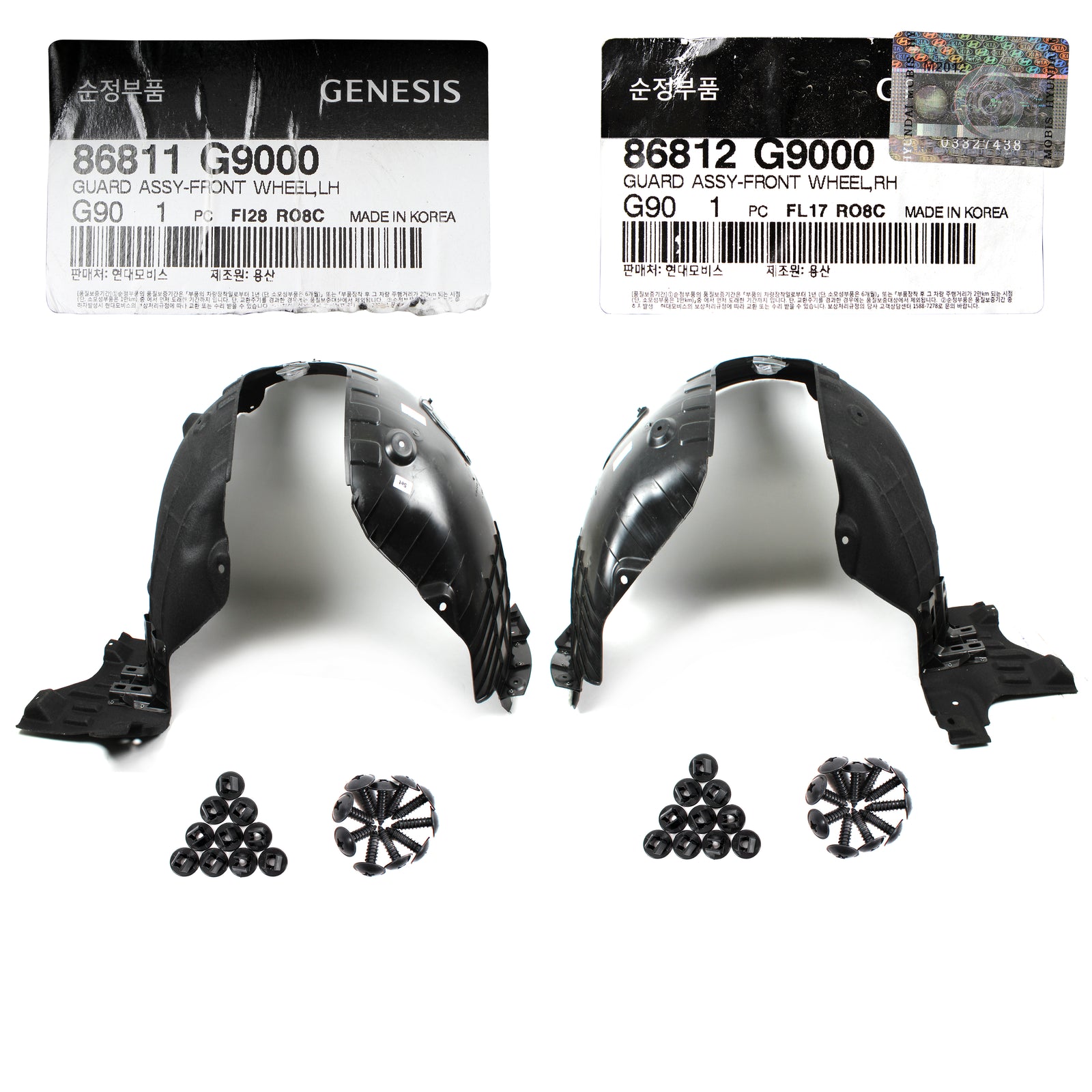 GENUINE Front Fender Liner LEFT & RIGHT for 2019-2021 GENESIS G70 86812G9000