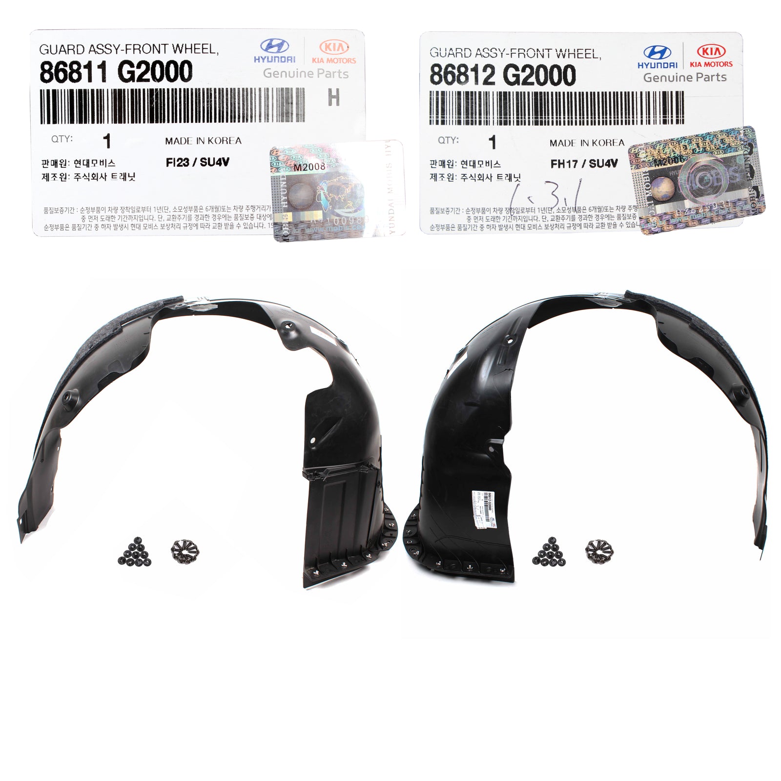 GENUINE Fender Liner FRONT LT RT SETS for 2017-2020 Hyundai Ioniq 86811G2000