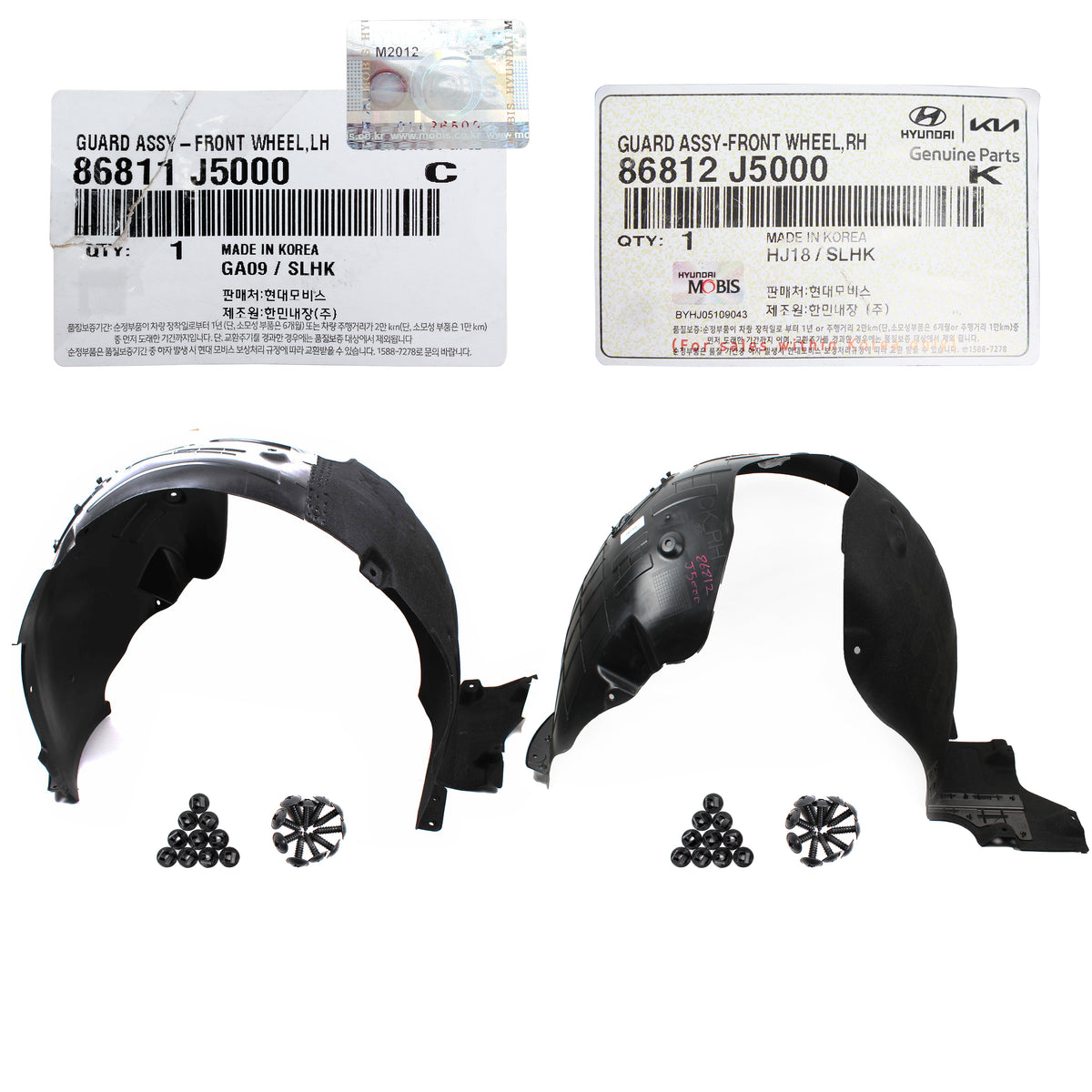 GENUINE Front Fender Liner LEFT &amp; RIGHT for 2018-2021 Kia Stinger 86812J5000