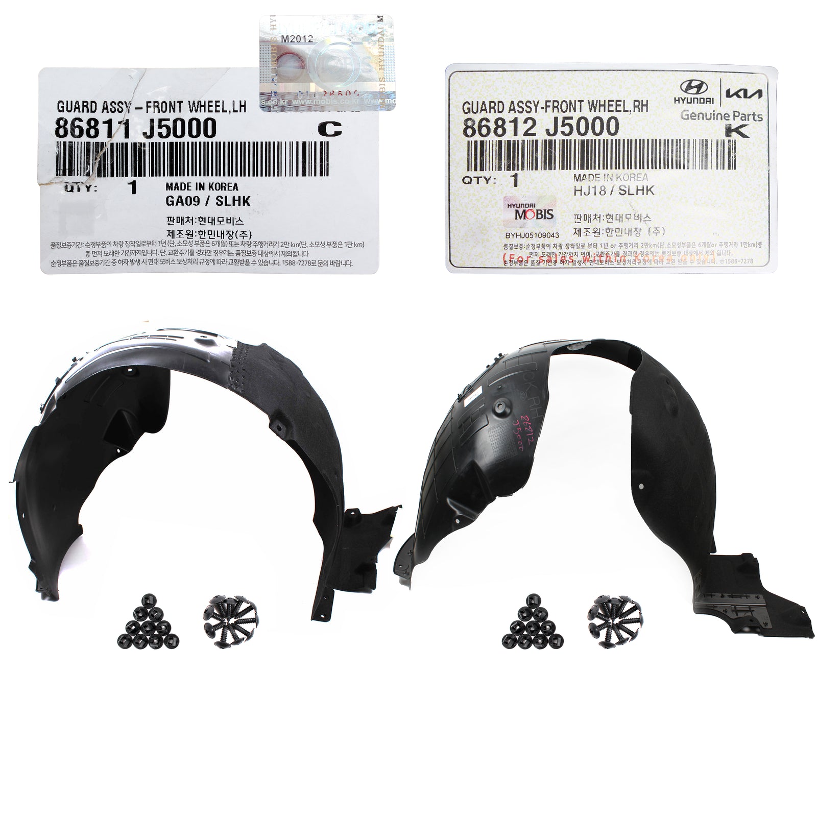 GENUINE Front Fender Liner LEFT & RIGHT for 2018-2021 Kia Stinger 86812J5000