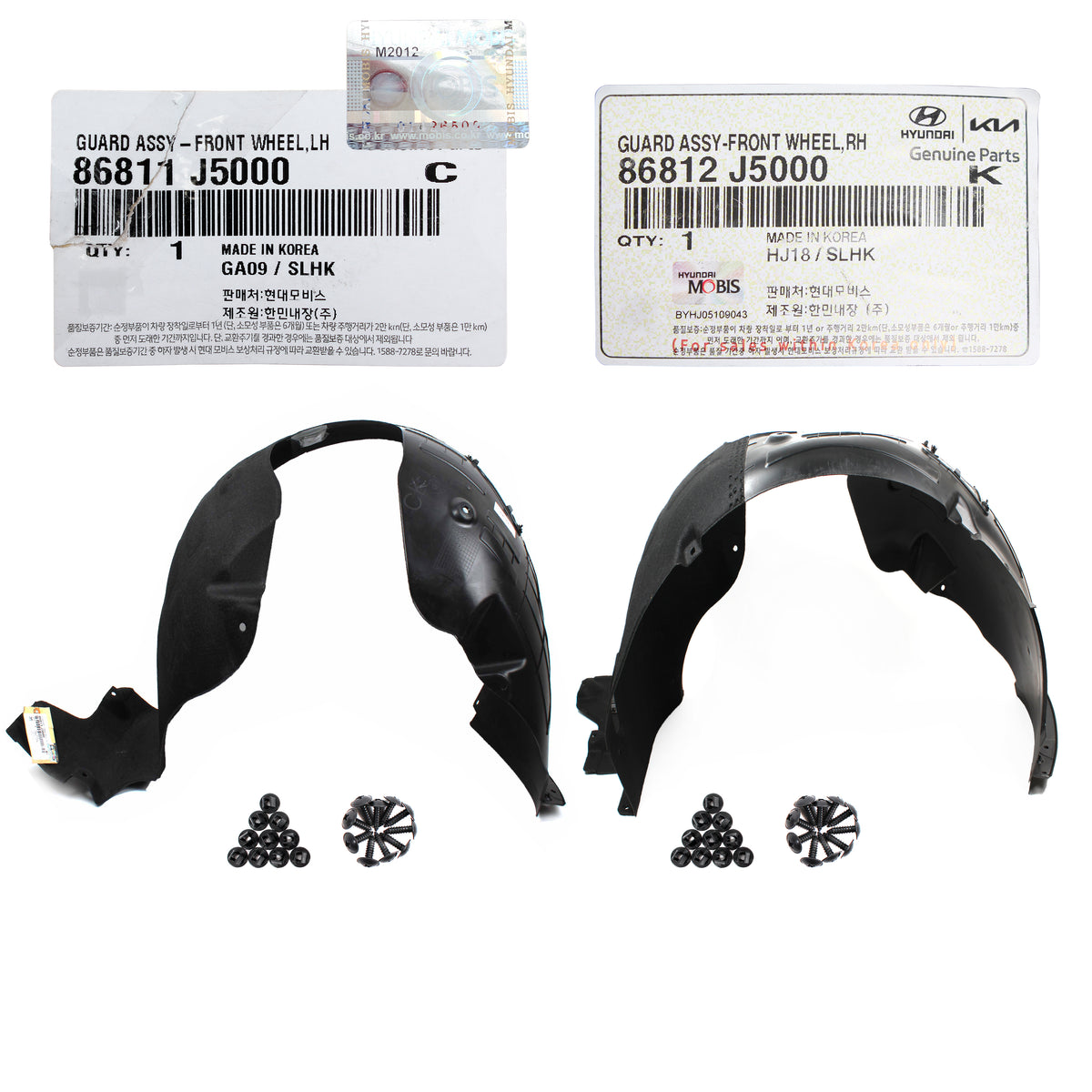 GENUINE Front Fender Liner LEFT &amp; RIGHT for 2018-2021 Kia Stinger 86812J5000