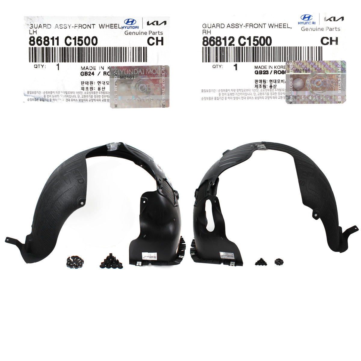 GENUINE Front Fender Liner LEFT &amp; RIGHT for 18-19 Hyundai Sonata 86812C1500