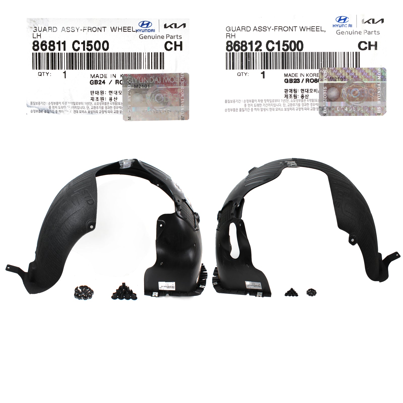 GENUINE Front Fender Liner LEFT & RIGHT for 18-19 Hyundai Sonata 86812C1500