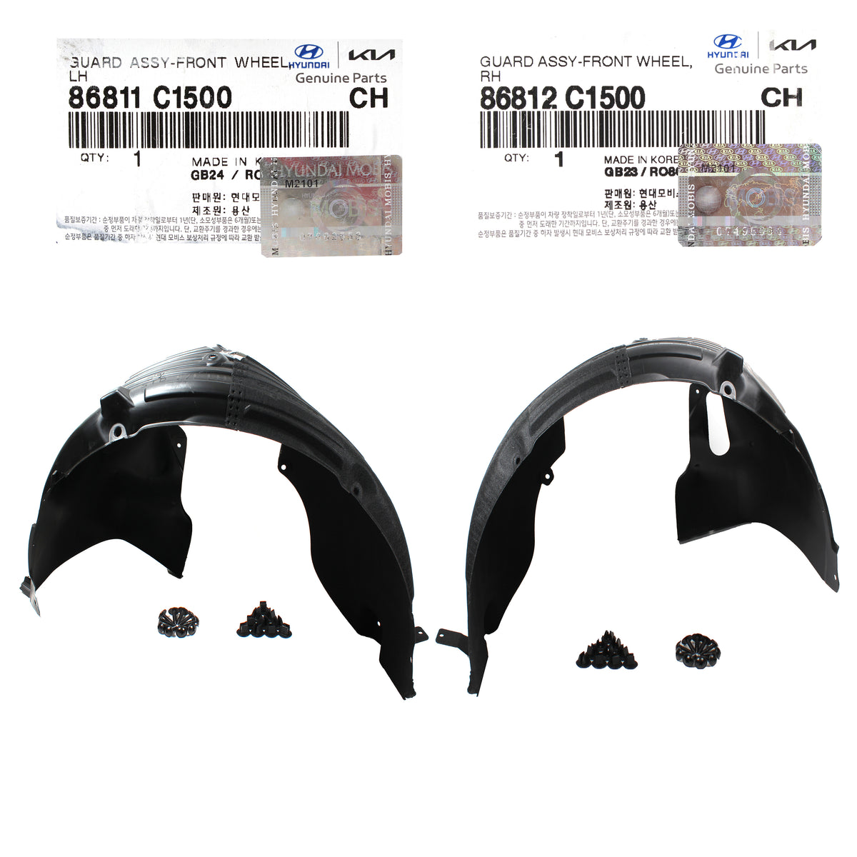 GENUINE Front Fender Liner LEFT &amp; RIGHT for 18-19 Hyundai Sonata 86812C1500