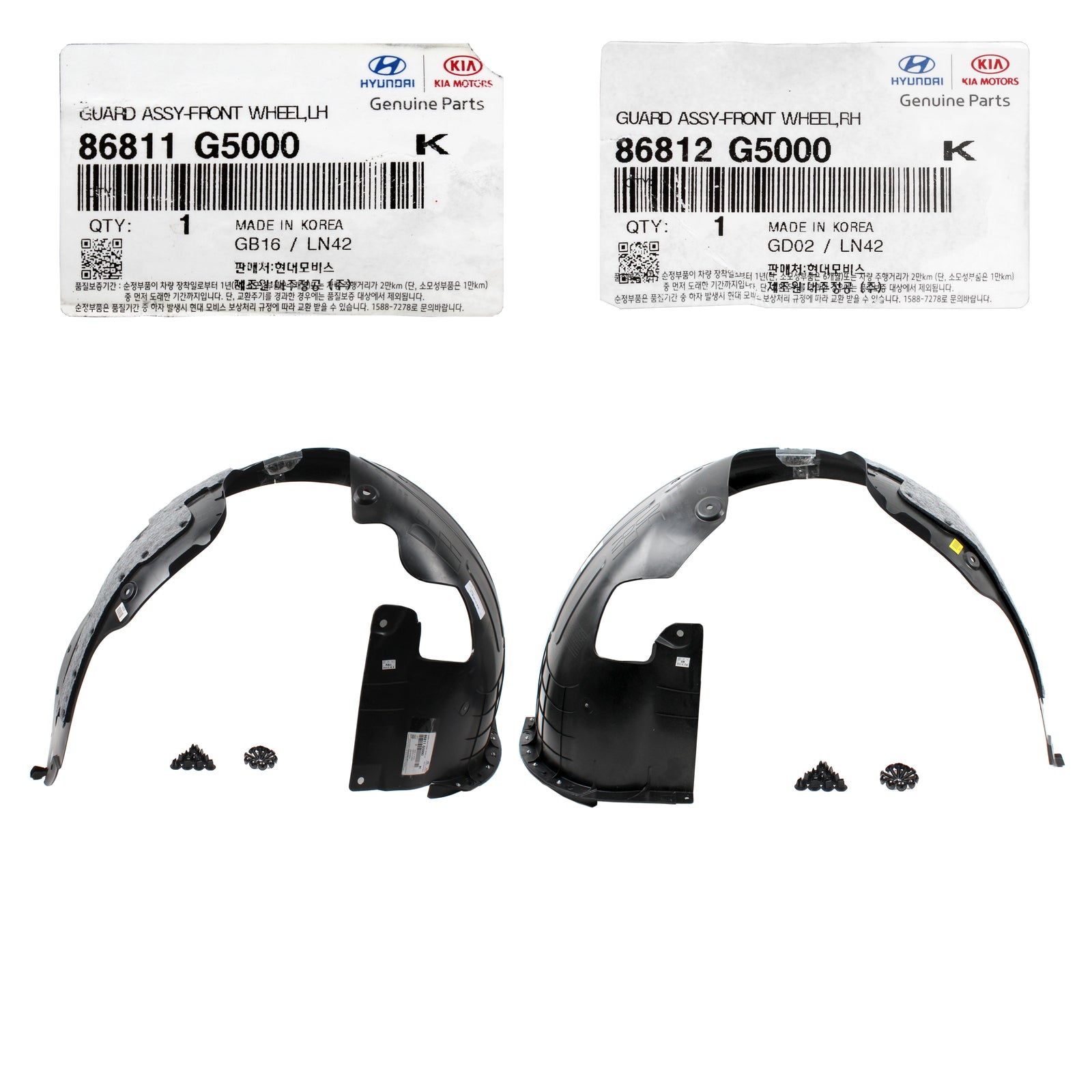 GENUINE Fender Liner Set LEFT & RIGHT for 2017 2018 2019 Kia Niro 86812G5000