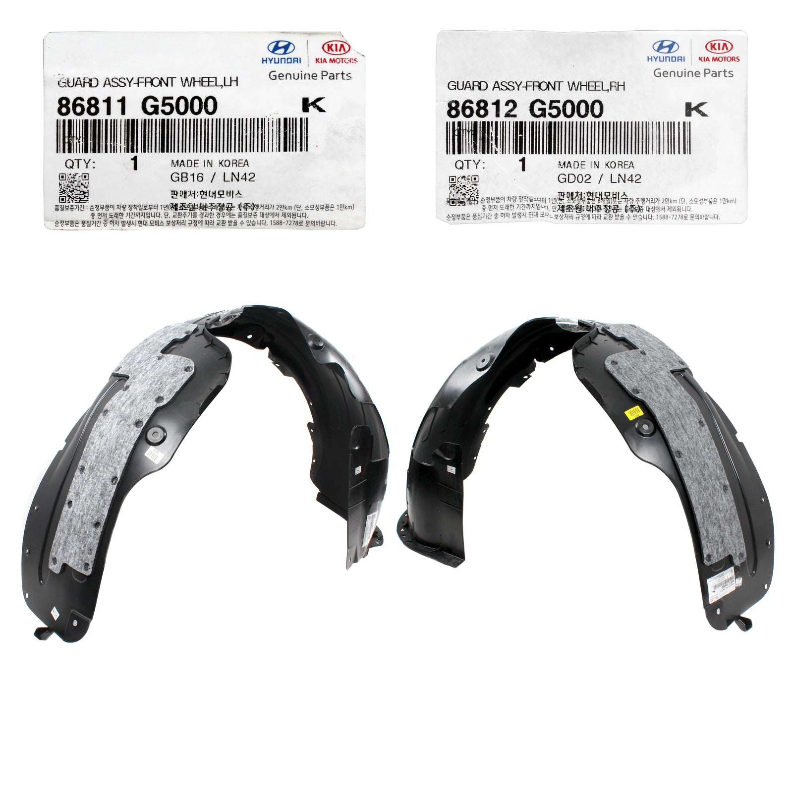 GENUINE Fender Liner Set LEFT & RIGHT for 2017 2018 2019 Kia Niro 86812G5000