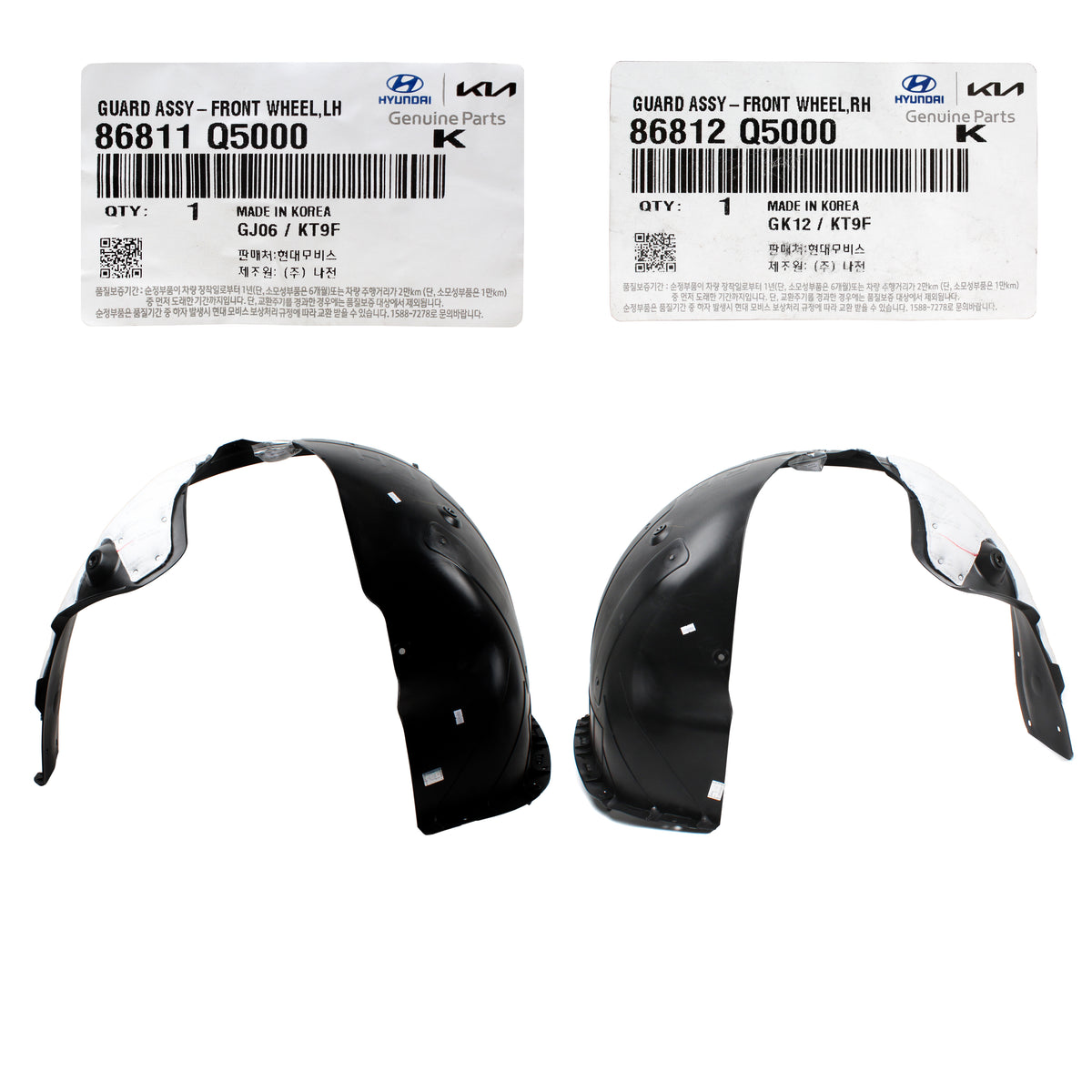 GENUINE Front Fender Liner LEFT &amp; RIGHT for 2020-2022 Kia Seltos 86812Q5000