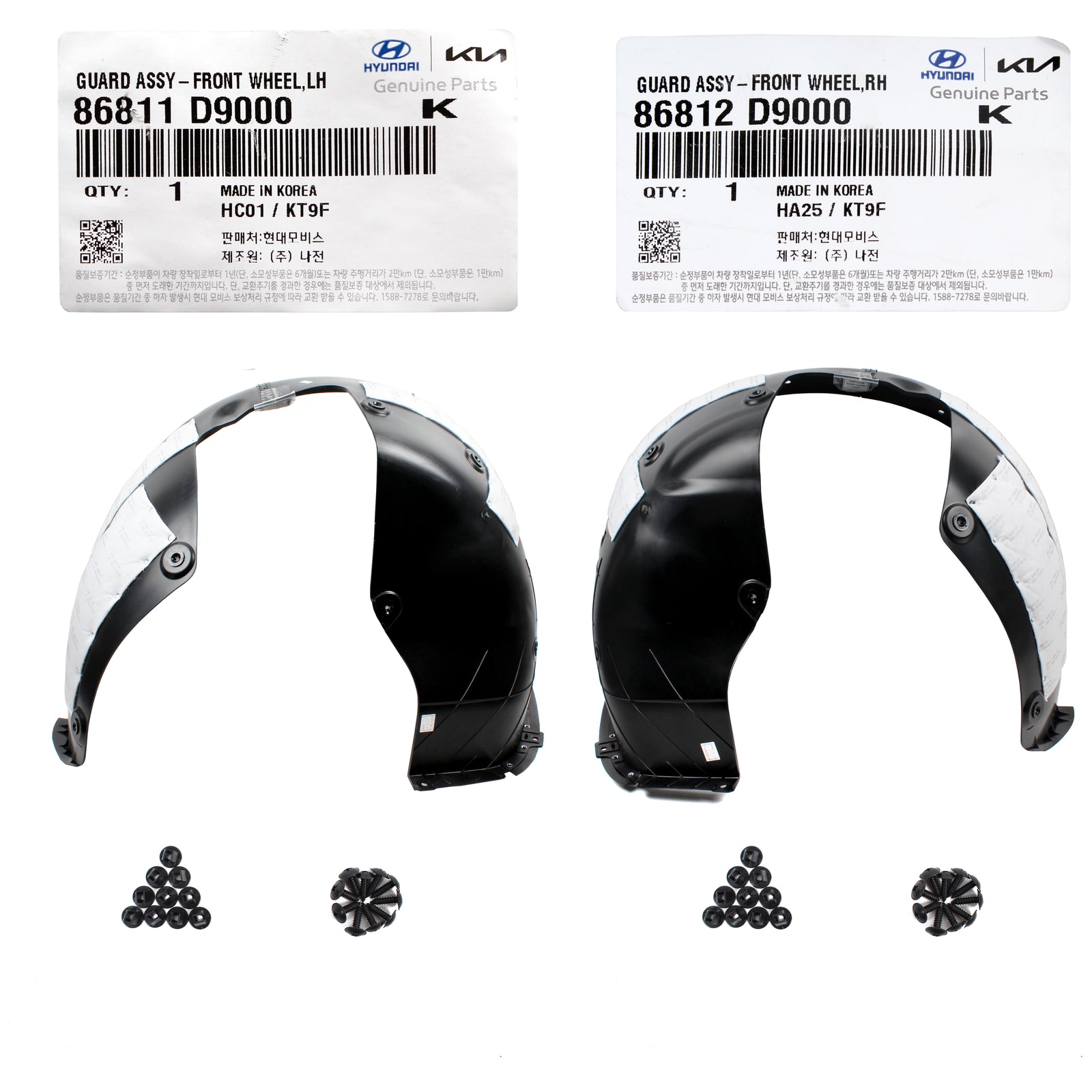 GENUINE Fender Liner FRONT LEFT & RIGHT for 2017-2019 Kia Sportage 86812D9000