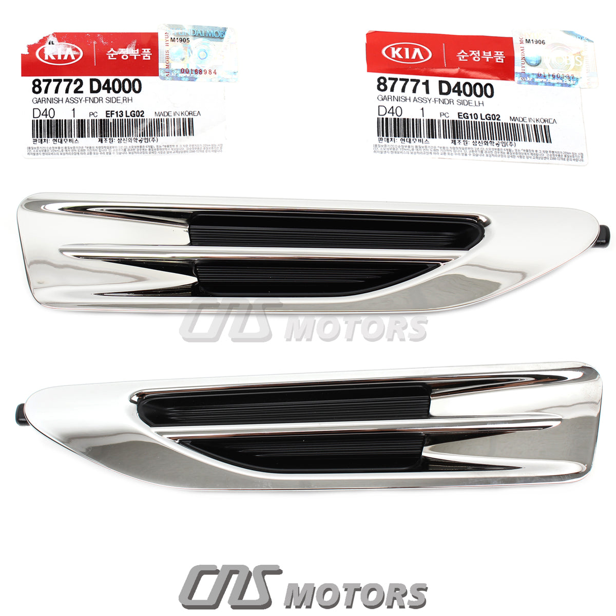 GENUINE FENDER SIDE MOLDING GRILLE FRONT LH &amp; RH for 2016-2018 KIA OPTIMA