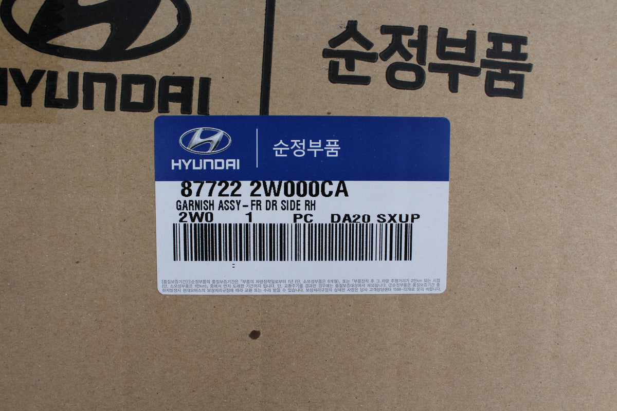 GENUINE FRONT Door Side Molding RIGHT for 13-17 Hyundai Santa Fe 877222W000CA