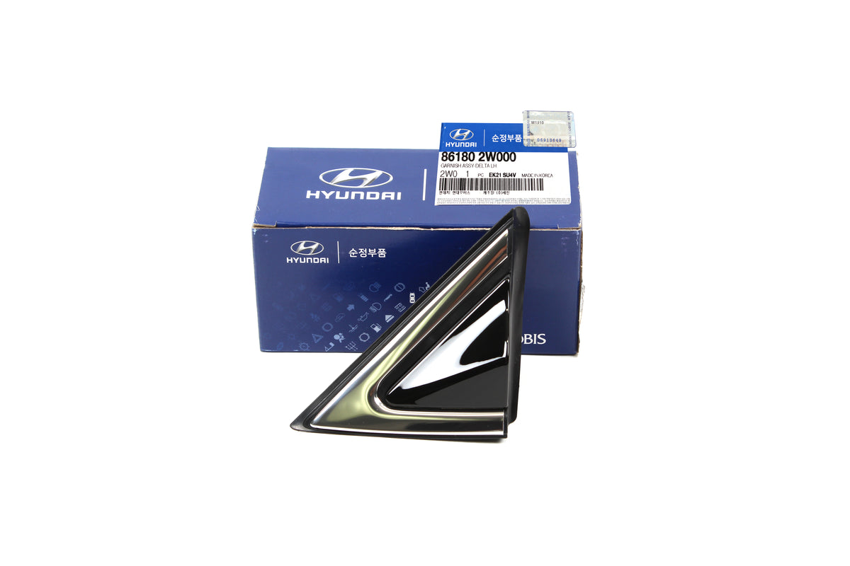 thumbnail interactive-video image 1 of OEM Front Windshield Pillar Molding For 2013-2019 Hyundai Santa Fe – Driver Side, Black, Matte Finish 1 of 4