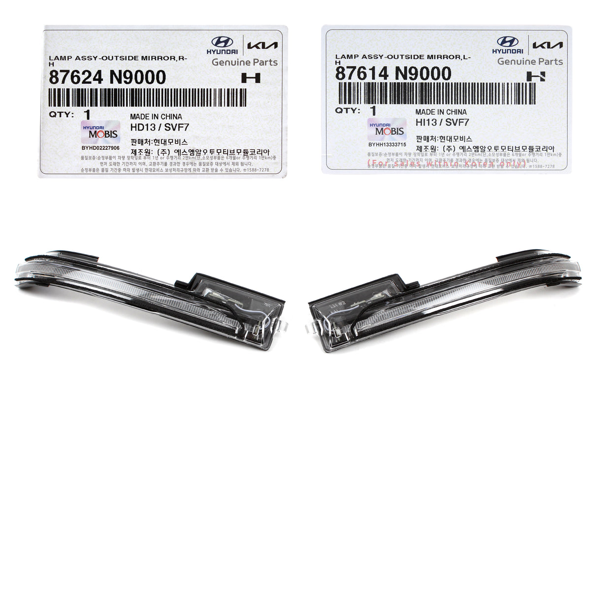 GENUINE Side Mirror Signal Lamps LEFT &amp; RIGHT for 2022 2023 Hyundai Tucson