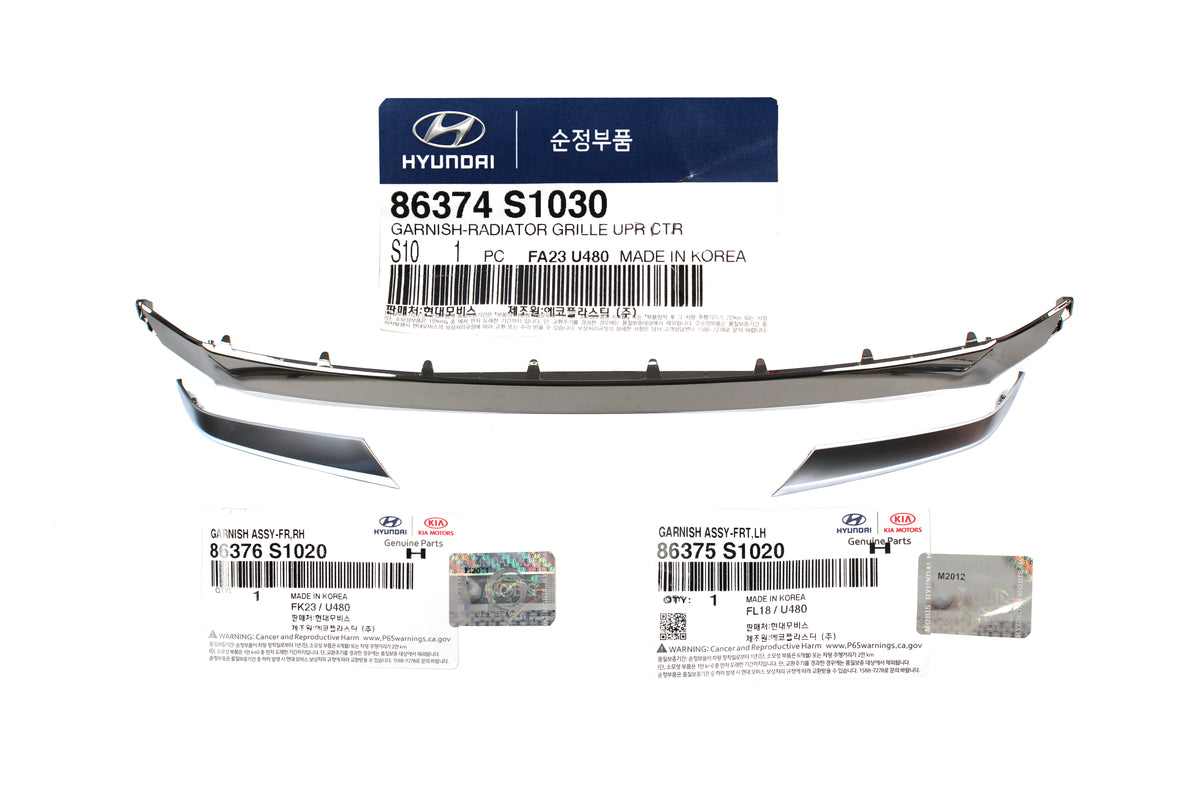 OEM Front Grille Molding &amp; Headlight Moldings 3PCS for 19-21 Santa Fe 86374S2010