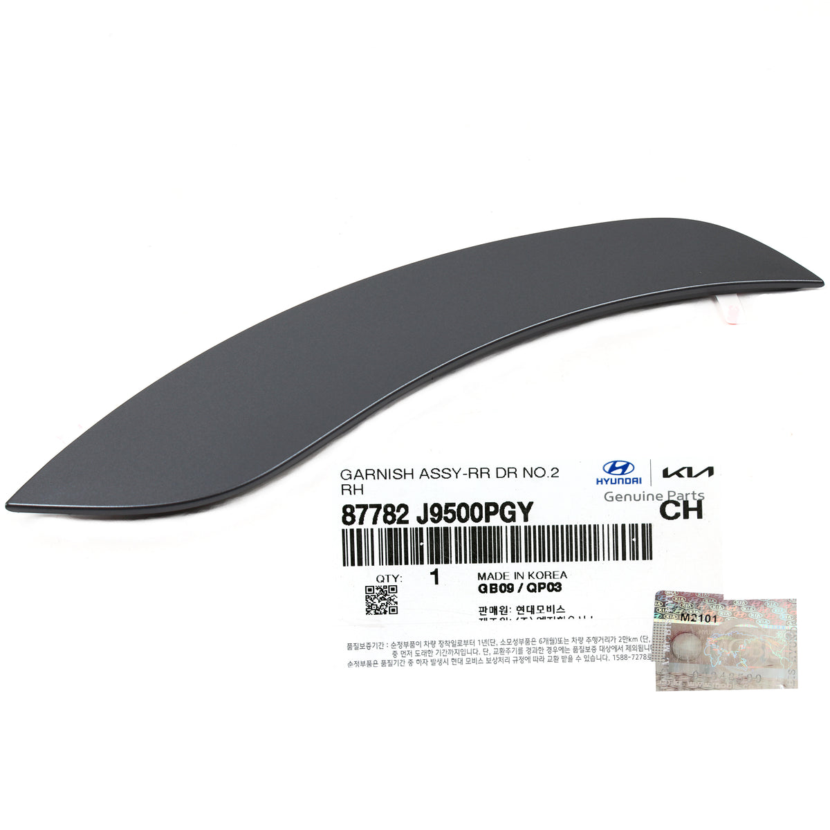 Rear Door Molding Gray RIGHT PASSENGER OEM for 18-21 Hyundai Kona 87782J9500PGY