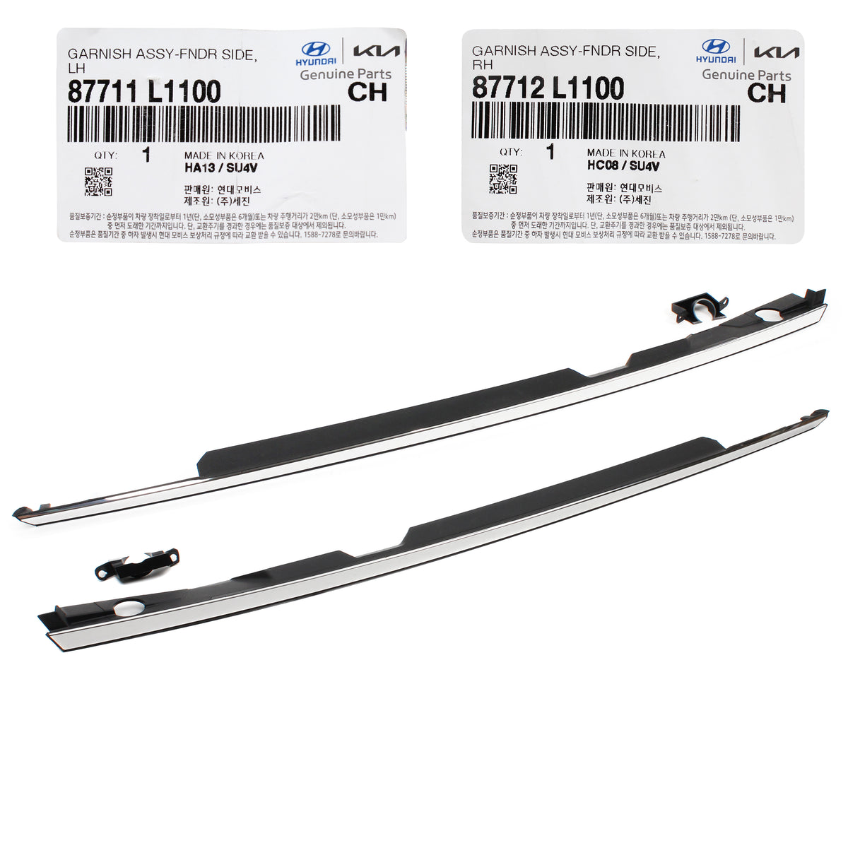 GENUINE Front Fender Chrome Molding LH RH for 20-21 Hyundai Sonata 87712L1100