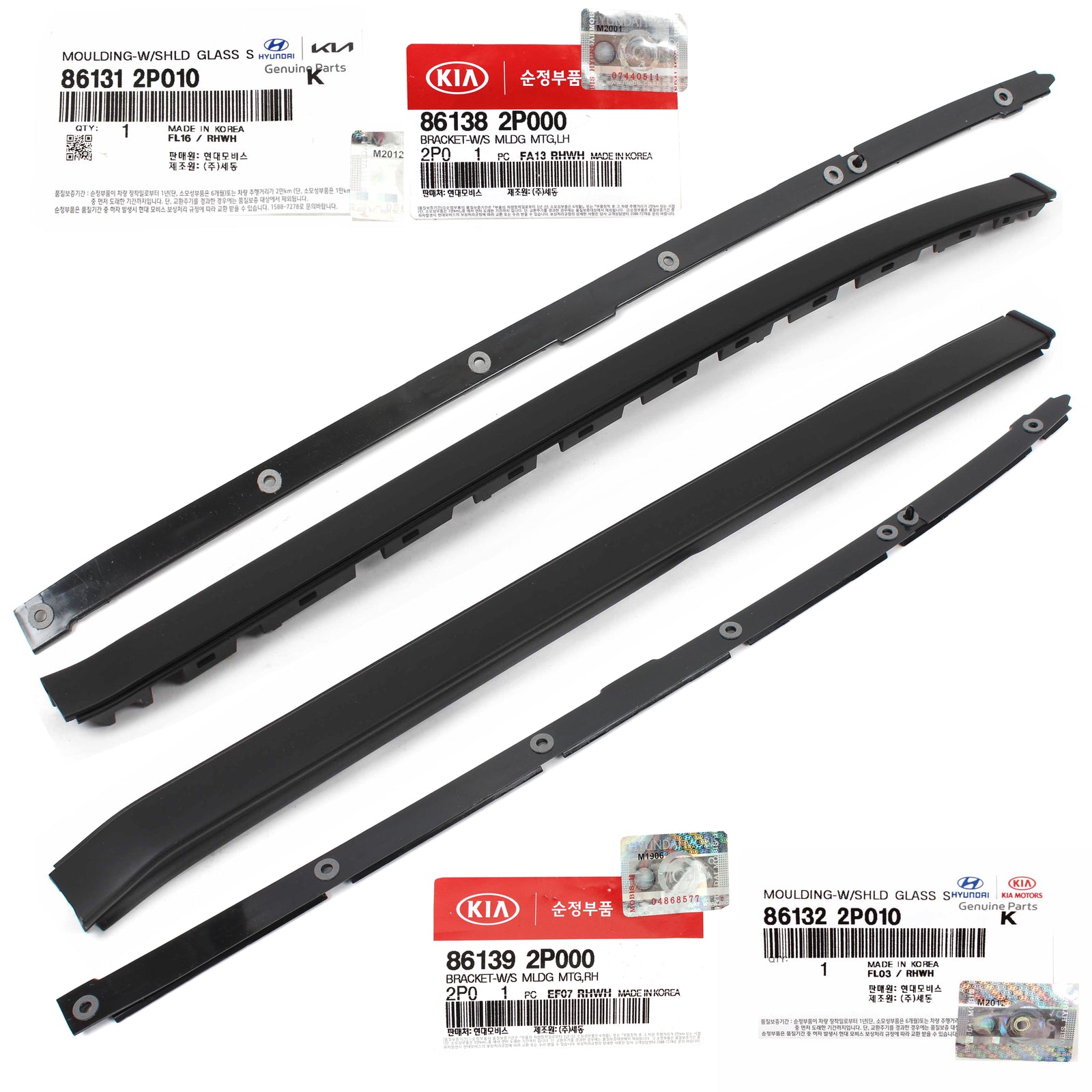 GENUINE Windshield Pillar Molding & Bracket Set LH & RH for 11-15 Kia Sorento